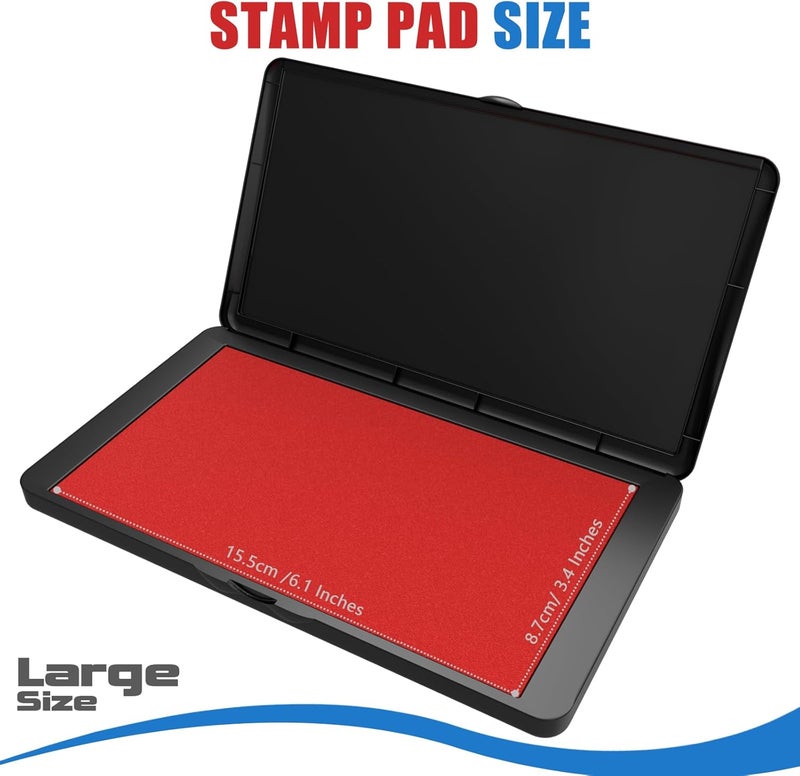 Lsushine Large Stamp Pad, 6.1 x 3.4 Inch Red Ink Pad Premium Quality Felt Pad Rubber Stamp Ink Pad for Office, Home - Image 2